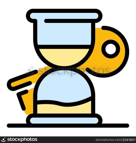 Quest hourglass key icon. Outline quest hourglass key vector icon color flat isolated. Quest hourglass key icon color outline vector