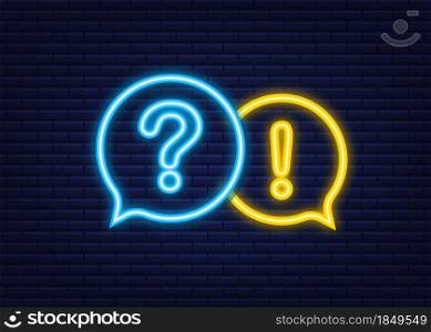 Question and Answer banner. Neon icon. Megaphone banner. Web design. Vector stock illustration. Question and Answer banner. Neon icon. Megaphone banner. Web design. Vector stock illustration.