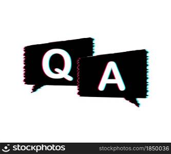 Question and Answer Bubble Chat on white background. Glitch icon. Vector stock illustration. Question and Answer Bubble Chat on white background. Glitch icon. Vector stock illustration.