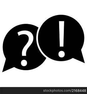 Question and exclamation sign. Speech bubble icon. Answer and information. Black shape. Vector illustration. Stock image. EPS 10.. Question and exclamation sign. Speech bubble icon. Answer and information. Black shape. Vector illustration. Stock image.