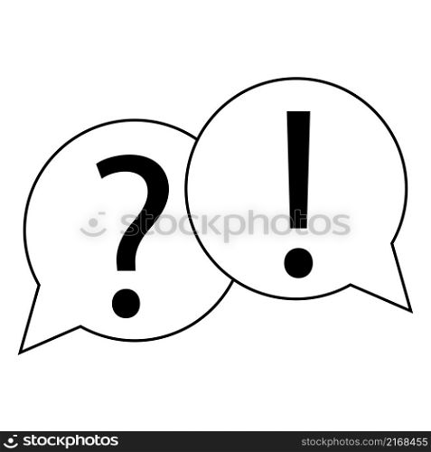 Question and exclamation sign. Speech bubble. Outline shape. Answer and information. Vector illustration. Stock image. EPS 10.. Question and exclamation sign. Speech bubble. Outline shape. Answer and information. Vector illustration. Stock image.