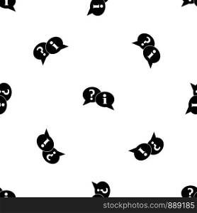 Question and exclamation speech bubbles pattern repeat seamless in black color for any design. Vector geometric illustration. Question and exclamation speech bubbles pattern seamless black