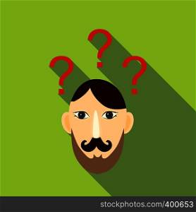 Question brain icon. Flat illustration of question brain vector icon for web. Question brain icon, flat style