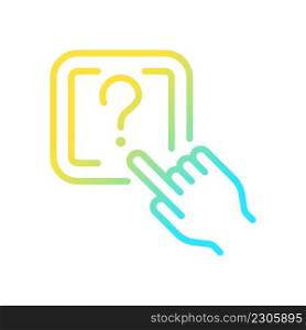 Question button gradient linear vector icon. Request to technical support. Looking of problem solving. Thin line color symbol. Modern style pictogram. Vector isolated outline drawing. Question button gradient linear vector icon