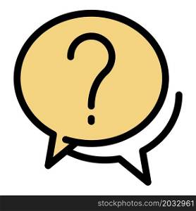 Question chat icon. Outline question chat vector icon color flat isolated. Question chat icon color outline vector