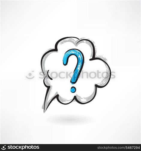 question cloud grunge icon