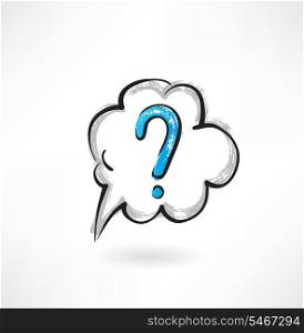 question cloud grunge icon