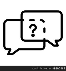 Question discussion chat icon. Outline question discussion chat vector icon for web design isolated on white background. Question discussion chat icon, outline style