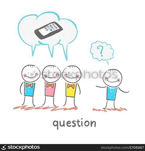 question. Fun cartoon style illustration. The situation of life.