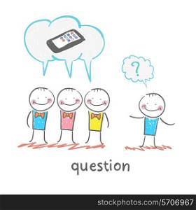 question. Fun cartoon style illustration. The situation of life.