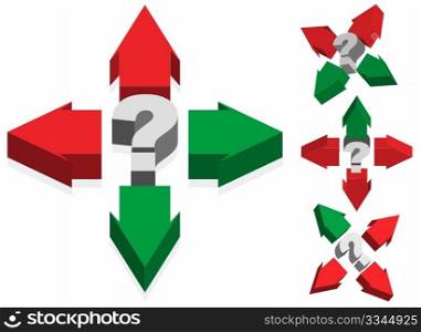 Question Mark and Red and Green Arrows - Finding Right Way