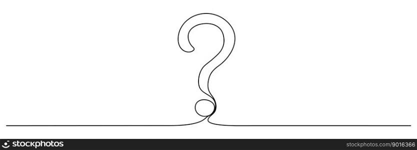 Question mark continuous one line drawing. Vector illustration isolated on white.. Question mark continuous one line drawing.