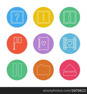 question mark , error , love , flag , heart , pause , folder , up , icon, vector, design, flat, collection, style, creative, icons