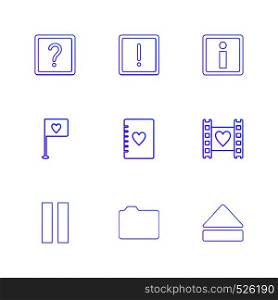 question mark , error , love , flag , heart , pause , folder , up , icon, vector, design, flat, collection, style, creative, icons