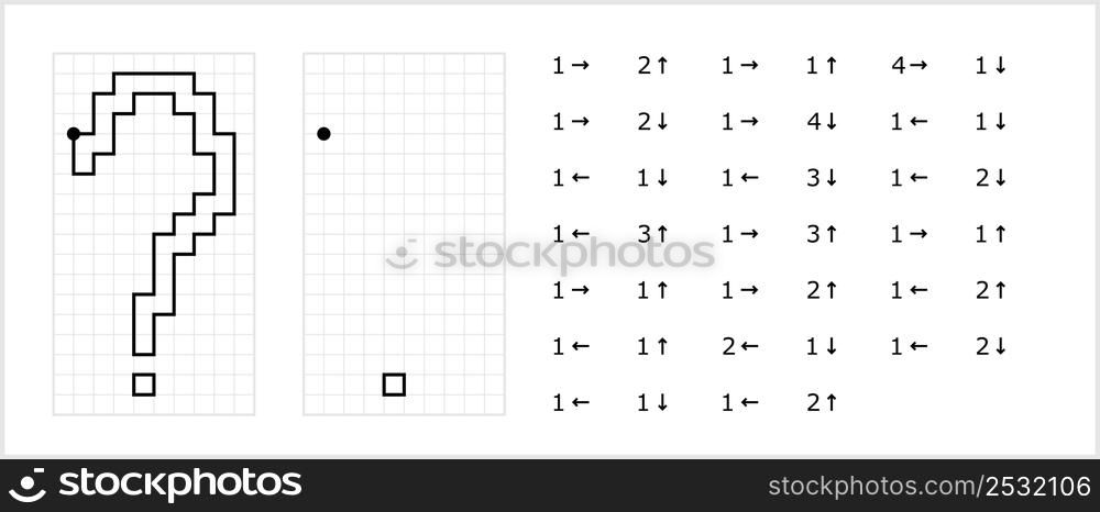 Question Mark Graphic Dictation Drawing Symbol,?, Interrogation Point, Query, Eroteme, Punctuation Mark Vector Art Illustration, Drawing By Cells