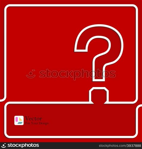 Question mark icon. Help symbol. FAQ sign on a red background. Contour vector illustration