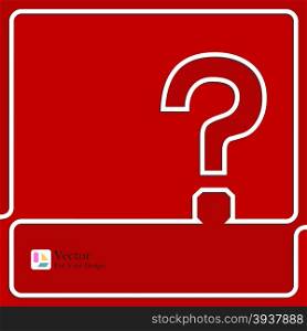 Question mark icon. Help symbol. FAQ sign on a red background. Contour vector illustration