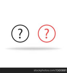Question mark icon set in black and red. Isolated faq icons with shadow. Help transparent icon. Vector EPS 10