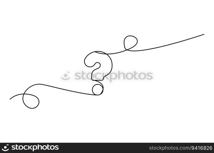 Question mark linear. One continuous line question mark. Vector illustration. stock image. EPS 10.. Question mark linear. One continuous line question mark. Vector illustration. stock image.