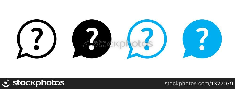 Question mark set of vector isolated icons. Help sign speech bubble. Chat question icon. Question concept. EPS 10