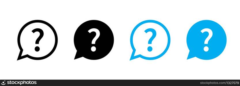 Question mark set of vector isolated icons. Help sign speech bubble. Chat question icon. Question concept. EPS 10