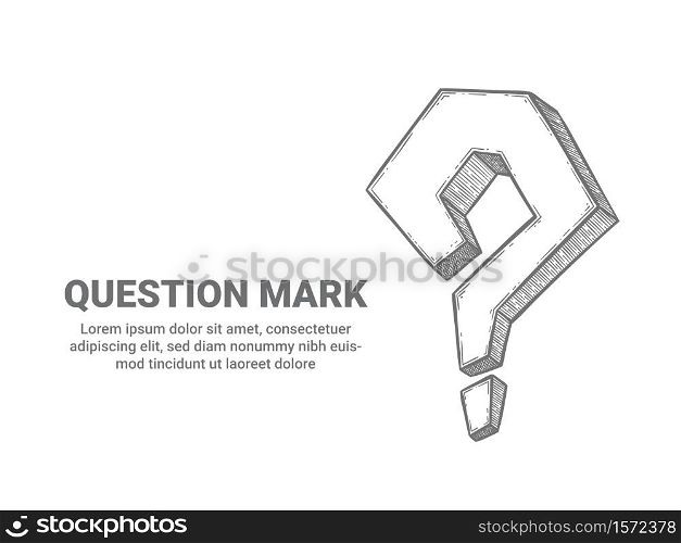 Question mark. Sketch interrogative symbol ask help support. Faq, search problem, question icon and place for text vector background. Hand drawn punctuation element for banner illustration. Question mark. Sketch interrogative symbol ask help support. Faq, search problem, question icon and place for text vector background