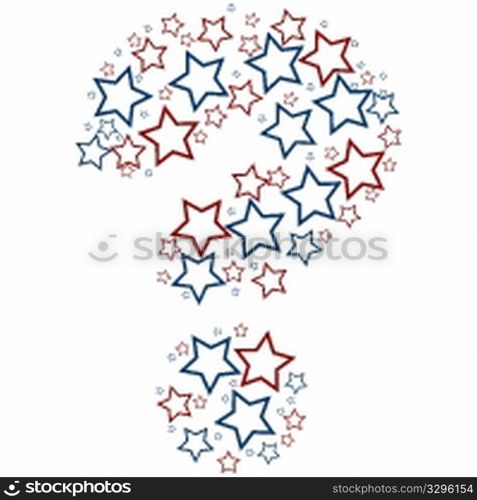 question mark stars against white background, abstract vector art illustration