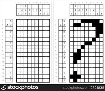 Question Mark Symbol Nonogram Pixel Art, ?, Interrogation Point, Query, Eroteme, Punctuation Mark Vector Art Illustration, Logic Puzzle Game Griddlers, Pic-A-Pix, Picture Paint By Numbers, Picross
