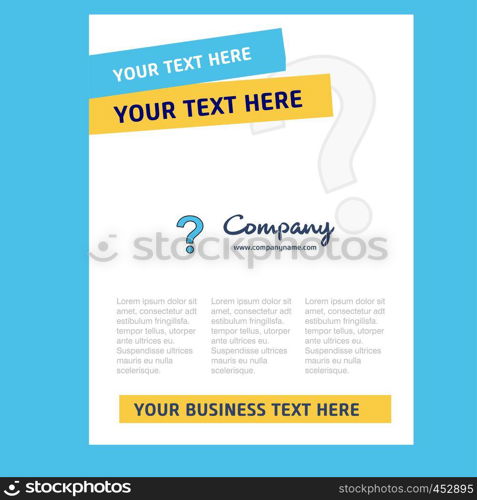 Question mark Title Page Design for Company profile ,annual report, presentations, leaflet, Brochure Vector Background