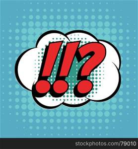 Questions exclamation marks comic book bubble text retro style