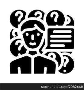questions for seller glyph icon vector. questions for seller sign. isolated contour symbol black illustration. questions for seller glyph icon vector illustration