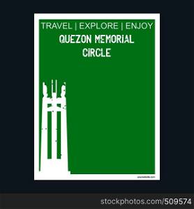 Quezon Memorial Circle Quezon City, Philippines monument landmark brochure Flat style and typography vector
