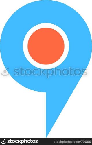 Quick and easy recolorable circle shape isolated from background. Flat map pin sign location icon web internet cartography button. Vector illustration a graphic element for design.