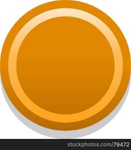 Quick and easy recolorable shape isolated on background. Orange empty icon in flat style. Colored satin, simple, soft circle button with dark shadow. Vector illustration a graphic element for design.