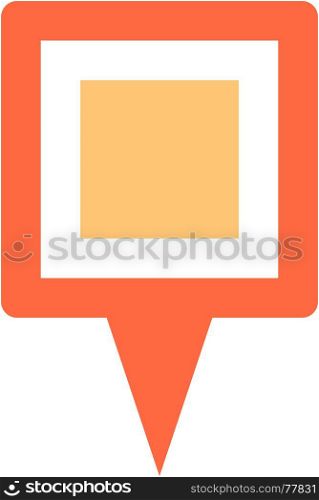 Quick and easy recolorable square shape isolated from background. Flat map pin sign location icon web internet cartography button. Vector illustration a graphic element for design