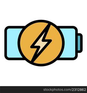 Quick charge battery icon. Outline quick charge battery vector icon color flat isolated. Quick charge battery icon color outline vector