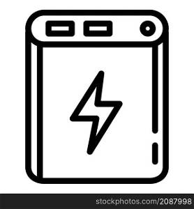 Quick charge power bank icon. Outline quick charge power bank vector icon for web design isolated on white background. Quick charge power bank icon, outline style
