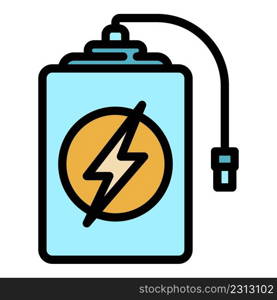 Quick charge power bank icon. Outline quick charge power bank vector icon color flat isolated. Quick charge power bank icon color outline vector