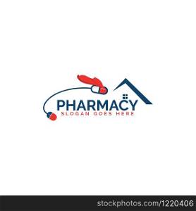 Quick fast medicine capsule pill hospital drugstore delivery logo design.
