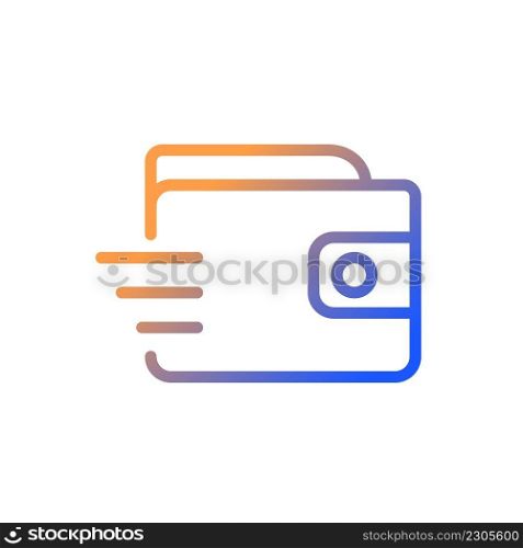Quick payment gradient linear vector icon. Electronic money transmission. Financial operation. Dynamic movement. Thin line color symbol. Modern style pictogram. Vector isolated outline drawing. Quick payment gradient linear vector icon