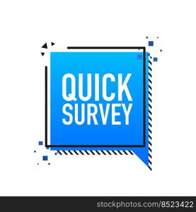 Quick survey flat blue banner. Vector illustration.. Quick survey flat blue banner. Vector illustration