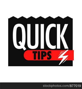 Quick tips icon for helpful tricks and idea information. Vector isolated sign with thunder lightning for solution and idea hints. Quick tips info vector icons for help tricks