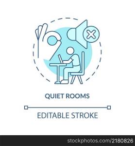 Quiet rooms turquoise concept icon. Work environment abstract idea thin line illustration. Workplace for introverts. Isolated outline drawing. Editable stroke. Arial, Myriad Pro-Bold fonts used. Quiet rooms turquoise concept icon
