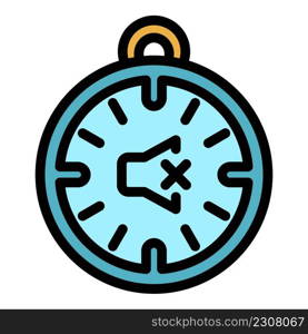 Quiet spaces stopwatch icon. Outline quiet spaces stopwatch vector icon color flat isolated. Quiet spaces stopwatch icon color outline vector