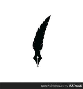 Quill Feather Pen Logo Design. Law Legal Lawyer Copywriter Writer Stationary Logotype concept icon