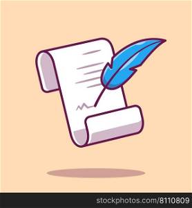 Quill writing on paper cartoon Royalty Free Vector Image