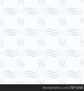 Quilling paper diagonal bulging waves.White geometric background. Seamless pattern. 3d cut out of paper effect with realistic shadow.