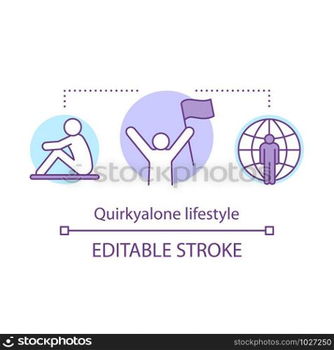 Quirkyalone lifestyle concept icon. Spending time alone idea thin line illustration. Preferring singleness, remain single, singlehood. Vector isolated outline drawing. Editable stroke