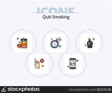 Quit Smoking Line Filled Icon Pack 5 Icon Design. not allowed. smoke. not allowed. cigarette. dangerous