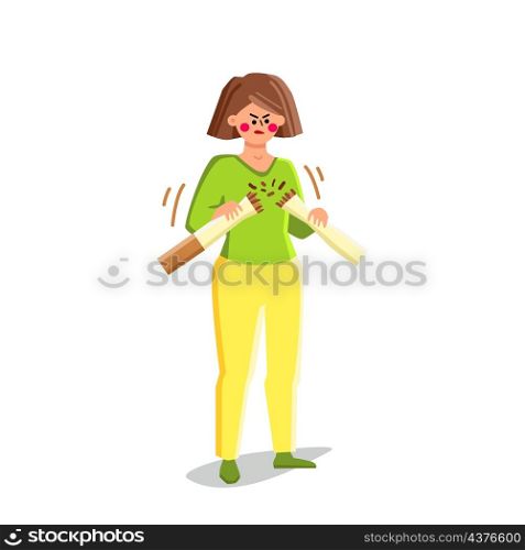 Quitting Smoking Addiction Trying Woman Vector. Young Girl Try Quitting Smoking And Crushing Tobacco Cigarette. Character Dangerous Addict, Nicotine Denied Flat Cartoon Illustration. Quitting Smoking Addiction Trying Woman Vector